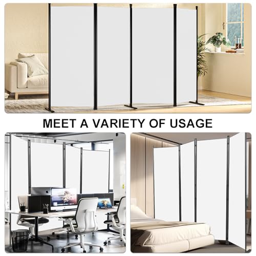 4-Panel White Privacy Screen with Support Foot F104682