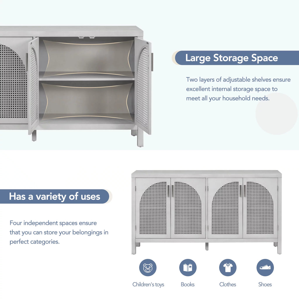 Gray 4 Rattan Door Buffet Sideboard G787