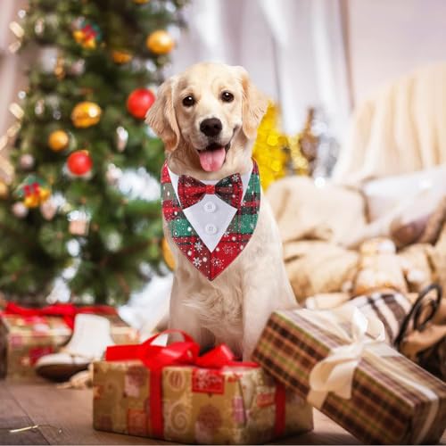 Green Plaid Dog Bandana with Bow Tie Y217300