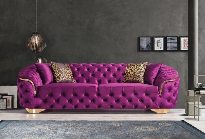 Purple Velvet Sofa & Loveseat W22421