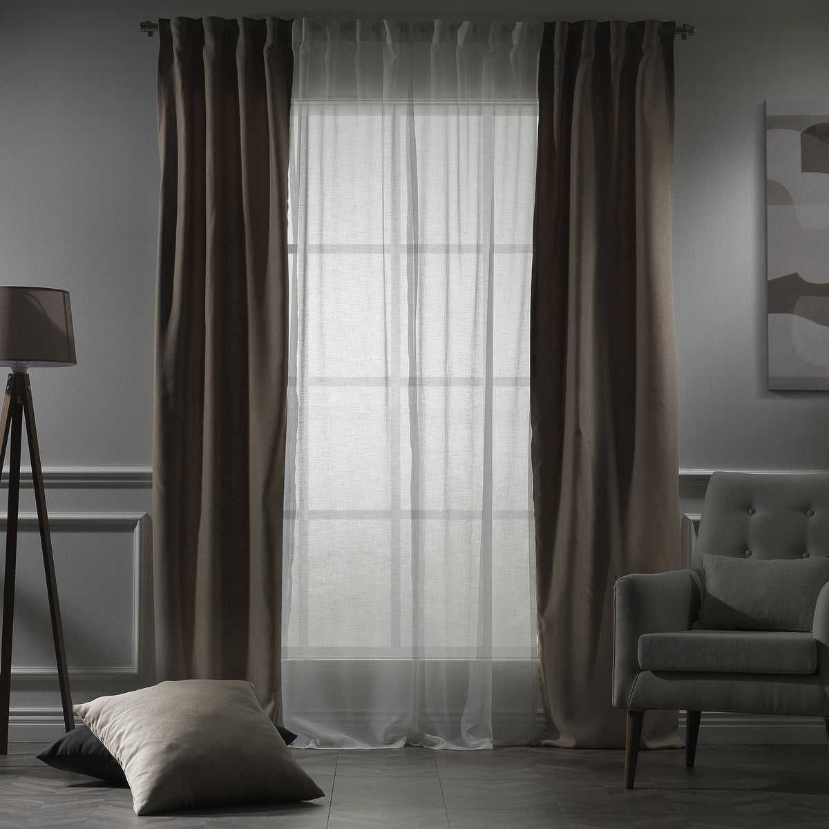 Mix and Match Linen Look Curtains 4 Panels 28"x84" Z3953