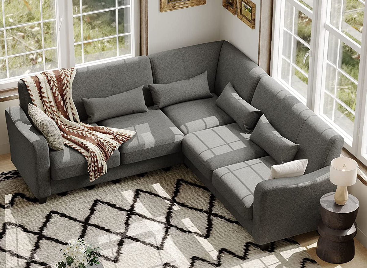 Bluish Grey Reversible L-Shaped Sectional Sofa E3922