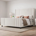Queen Platform Bed Frame with Vertical Channel, Cream T54176