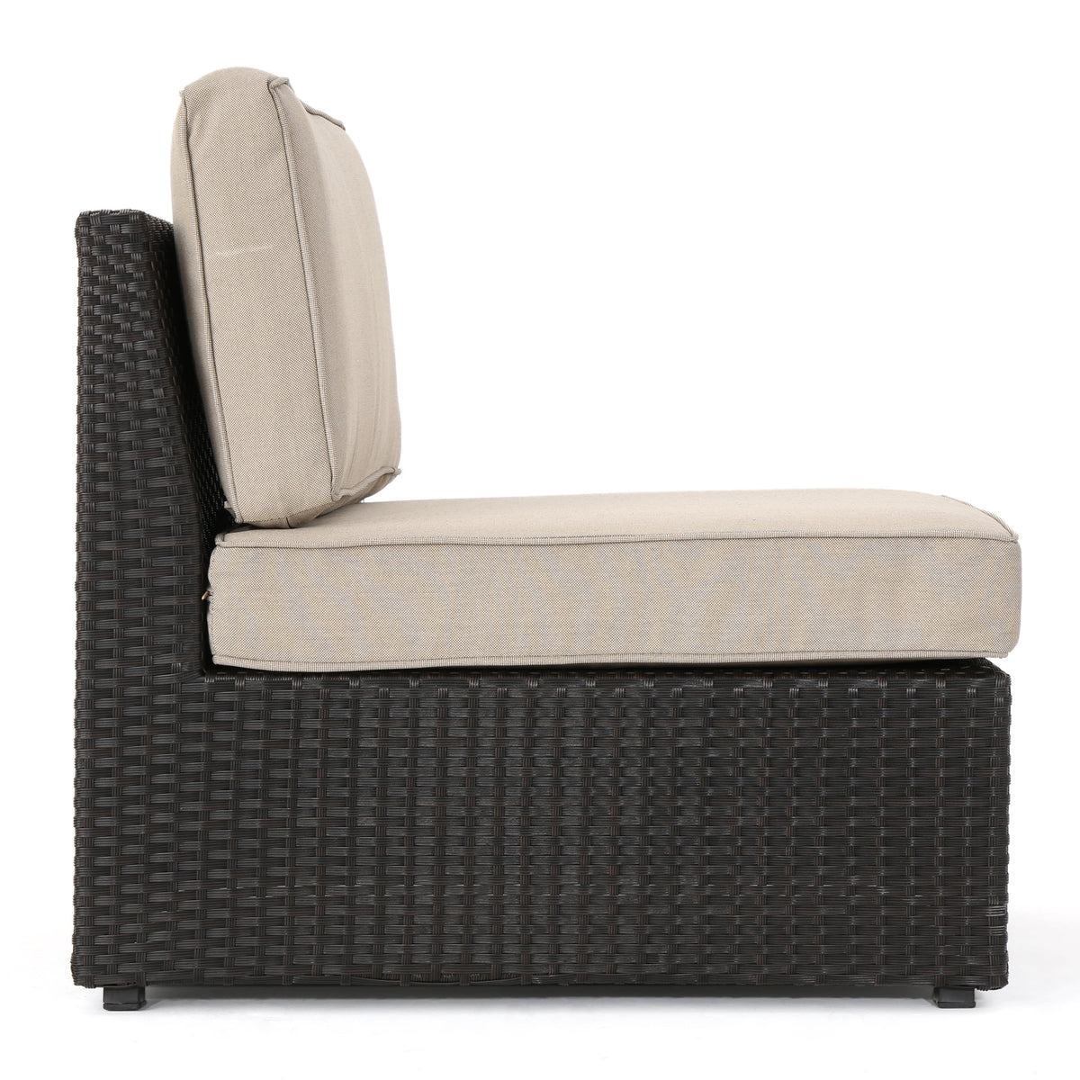 10 Piece Wicker Sofa Set with Cushions, Dark Brown, Beige Y1805
