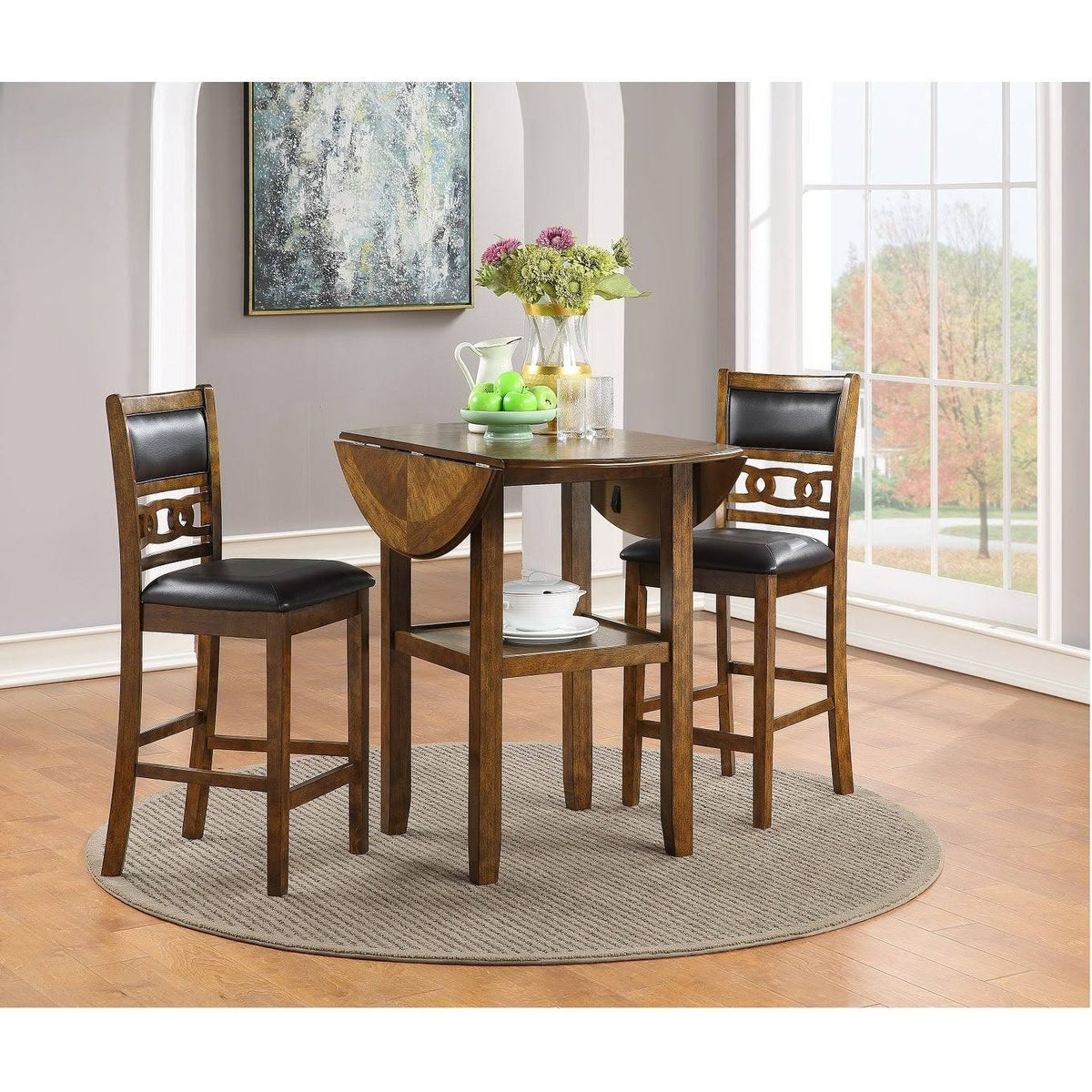 Brown 42x22 Drop Leaf Table with 2 Chairs S1423