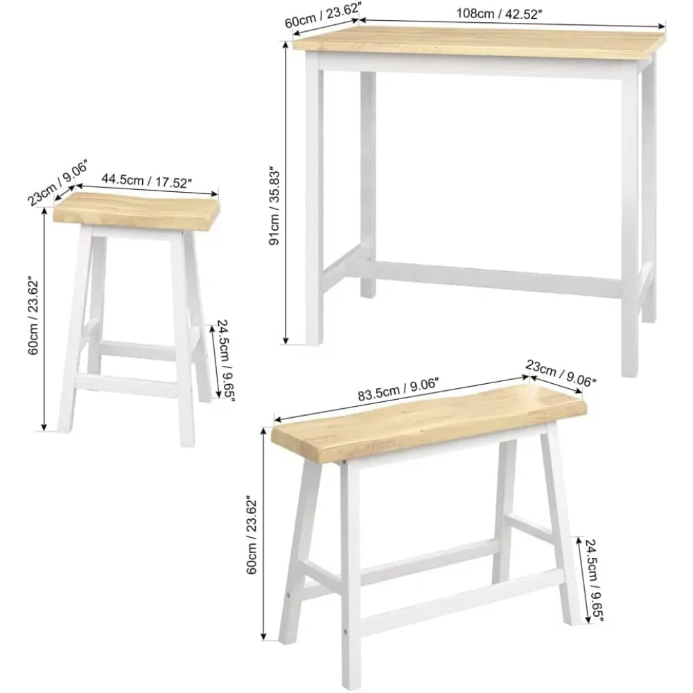 Rubber Wood 4-Person Bar Dining Table Set Z265