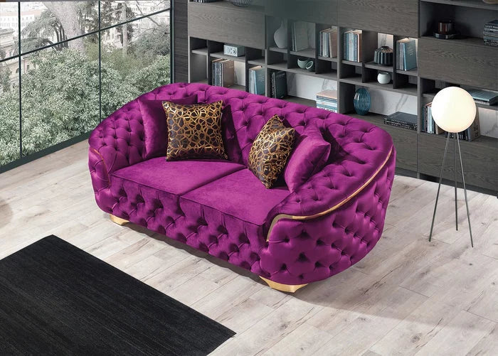 Purple Velvet Sofa & Loveseat W22421