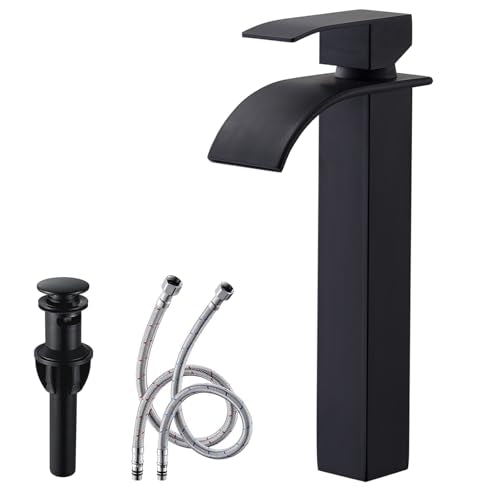 Brushed Nickel Waterfall Single Handle Bathroom Sink Faucet with Pop-up Drain P803698
