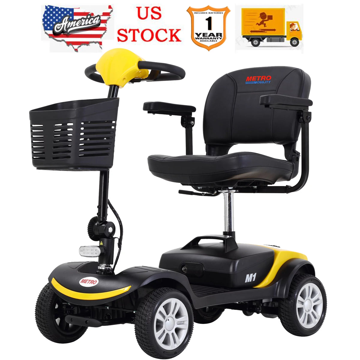 Heavy Duty 4 Wheel Mobility Scooter with Lights, 300lbs, Red I481359