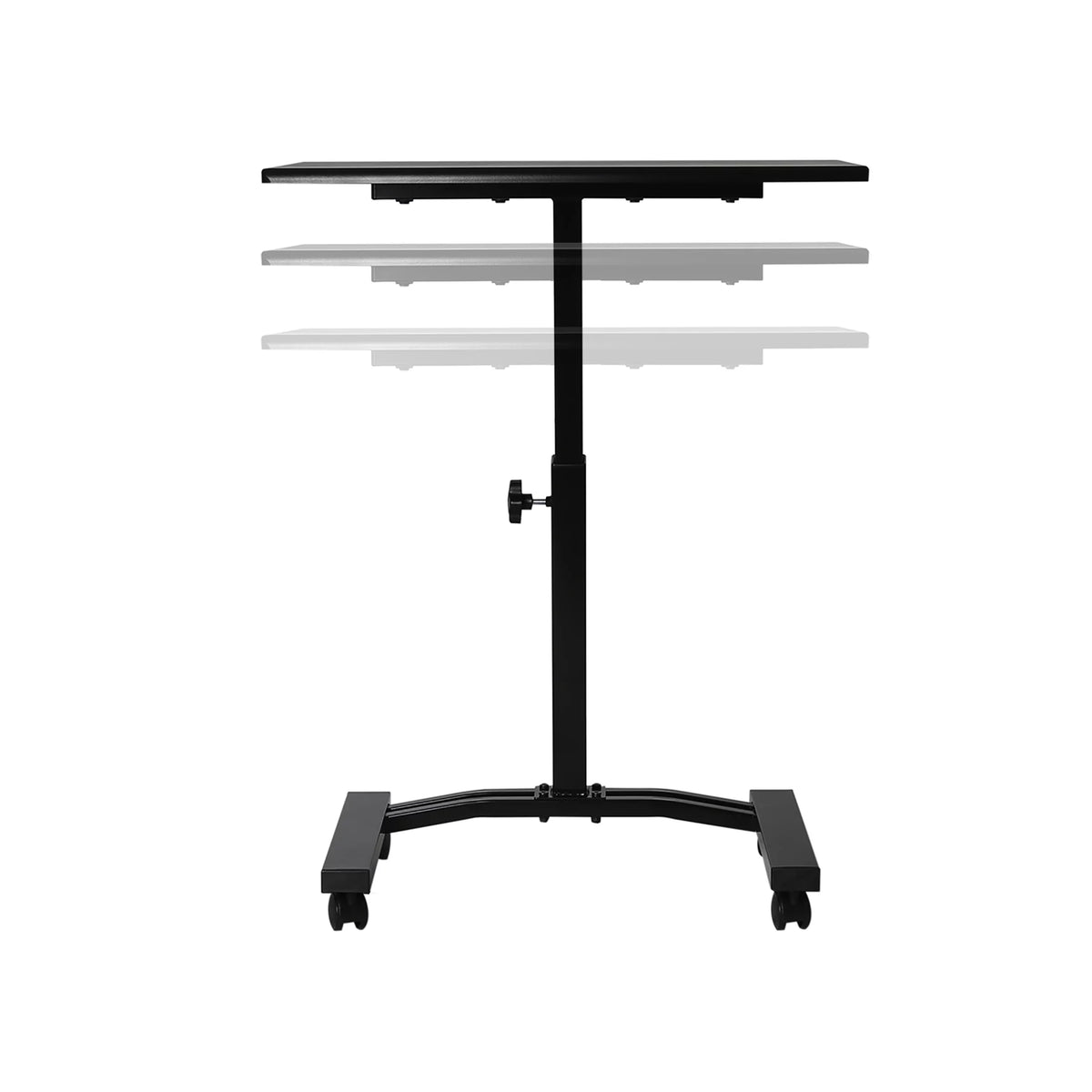 Black Height Adjustable Mobile Laptop Cart Desk with Wheels C452