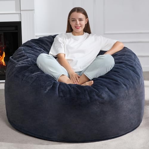 3ft Grey Faux Fur Bean Bag Chair L95021