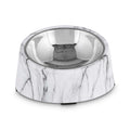 Slanted Marble-Print Stainless-Steel Dog Bowl Set E972302