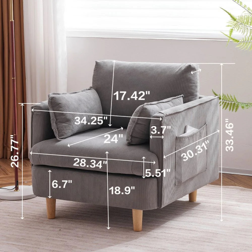 Upholstered Armchair with 2 Pillow O70992
