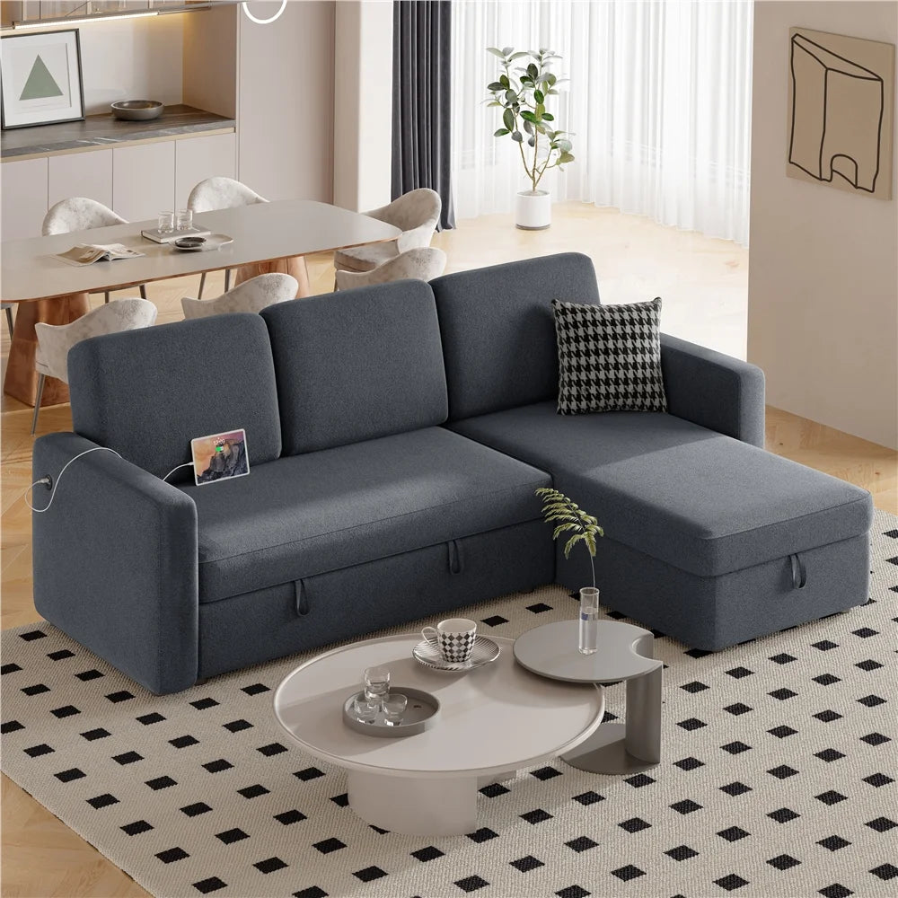 Light Gray Reversible Sleeper Sofa O18160