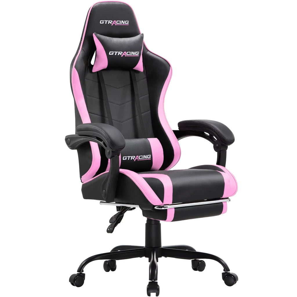 White Gaming Chair with Footrest N731380