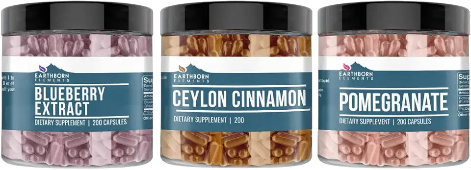 Pomegranate, Blueberry, & Ceylon Cinnamon 200 Capsules Each W954