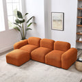 L-Shape Modular Sectional Sofa with 2 Pillows Teddy Fabric Orange Y32455