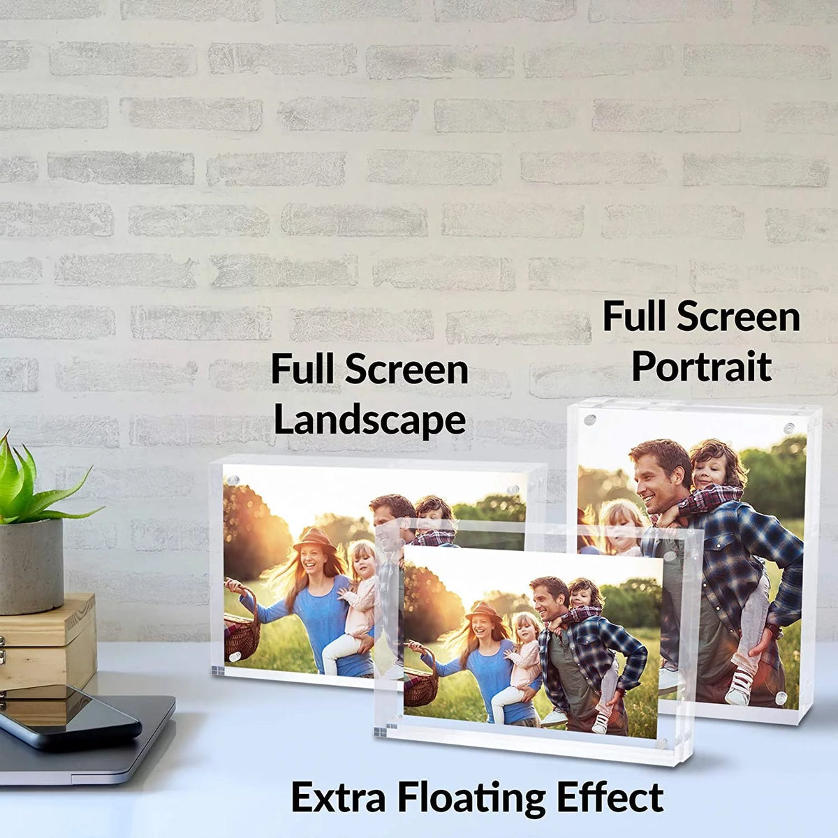 Magnetic Acrylic Photo Frame 5 in x 7 in Clear Pack of 3 R22587
