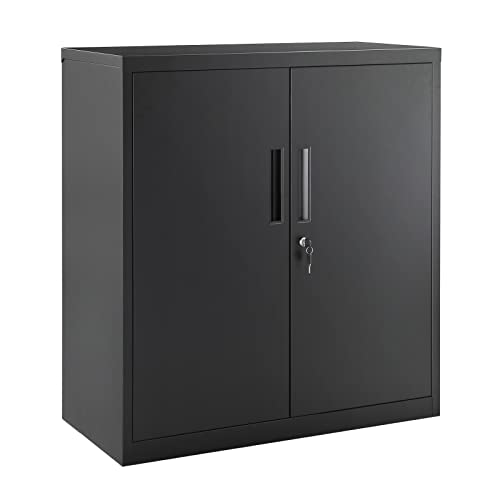 Grey Metal Storage Cabinet with Doors and Shelves U903226