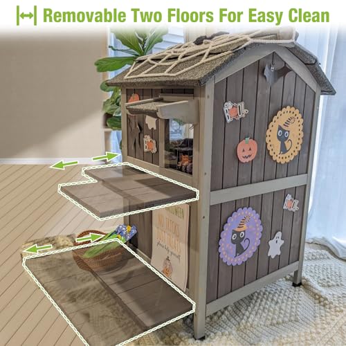 Insulated Weatherproof Two Story Outdoor Cat House U8095