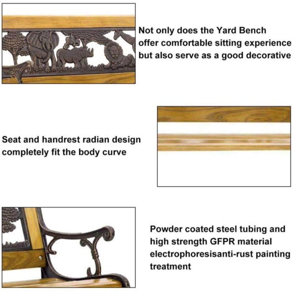 Outdoor Garden Bench Metal Wood Bench C2433
