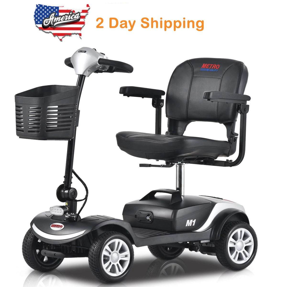 Heavy Duty 4 Wheel Mobility Scooter with Lights, 300lbs, Red I481359