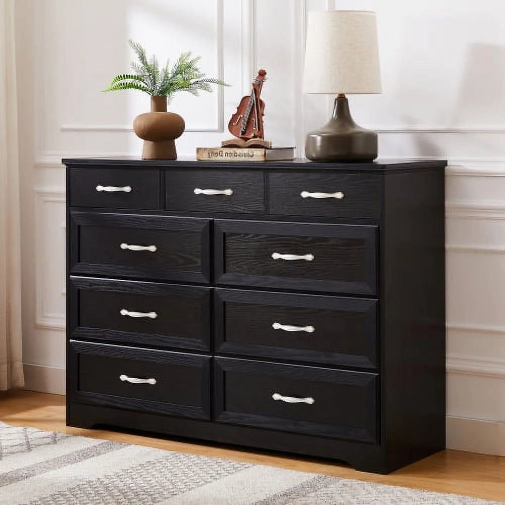 Black 9 Drawer Wood Dresser P319330