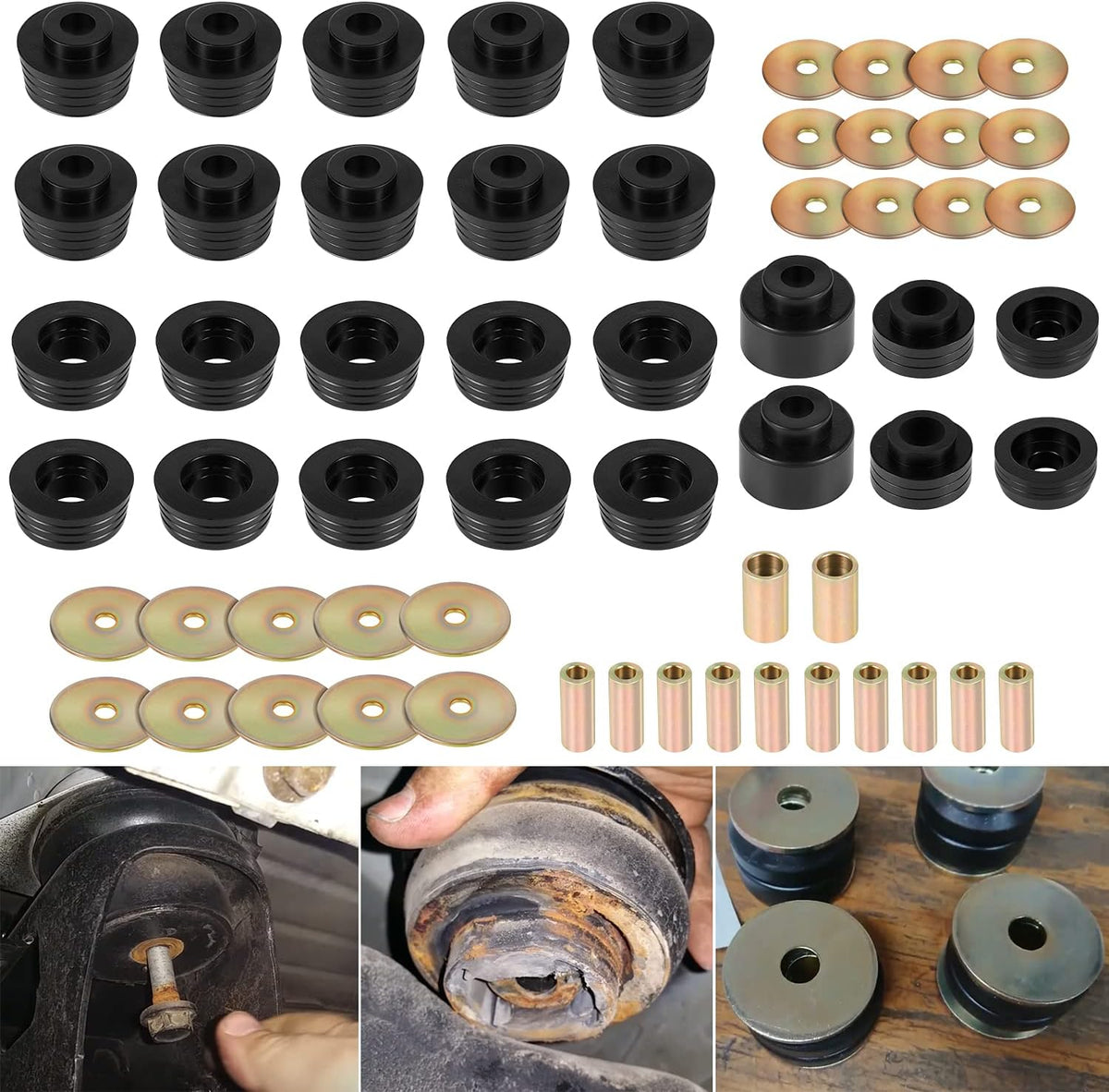 Black 62 Pcs Body Mount Bushing Kit V32261