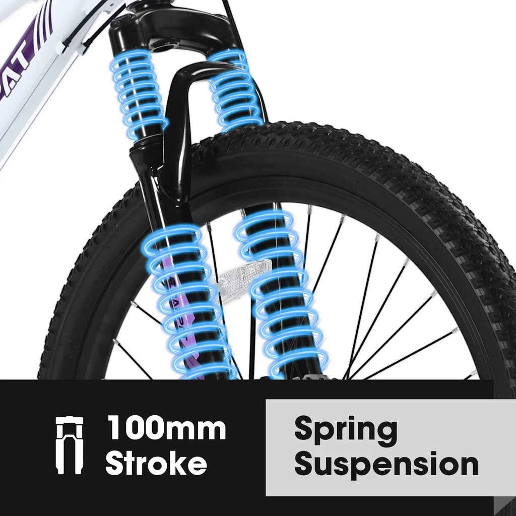 24 inch Mountain Bike with Dual Disc Brakes White S3735