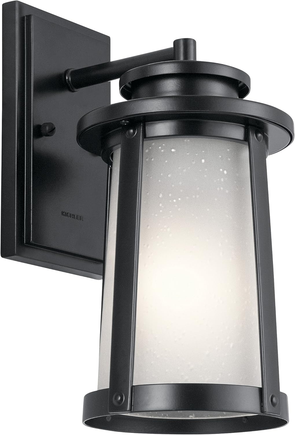 1 Light Outdoor Wall Light with Clear Water Glass in Textured Black H602