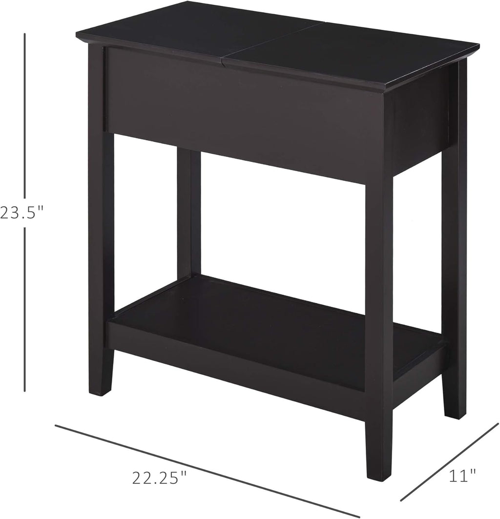 Flip Top Side Table with Storage Cabinet and Bottom Shelf A747