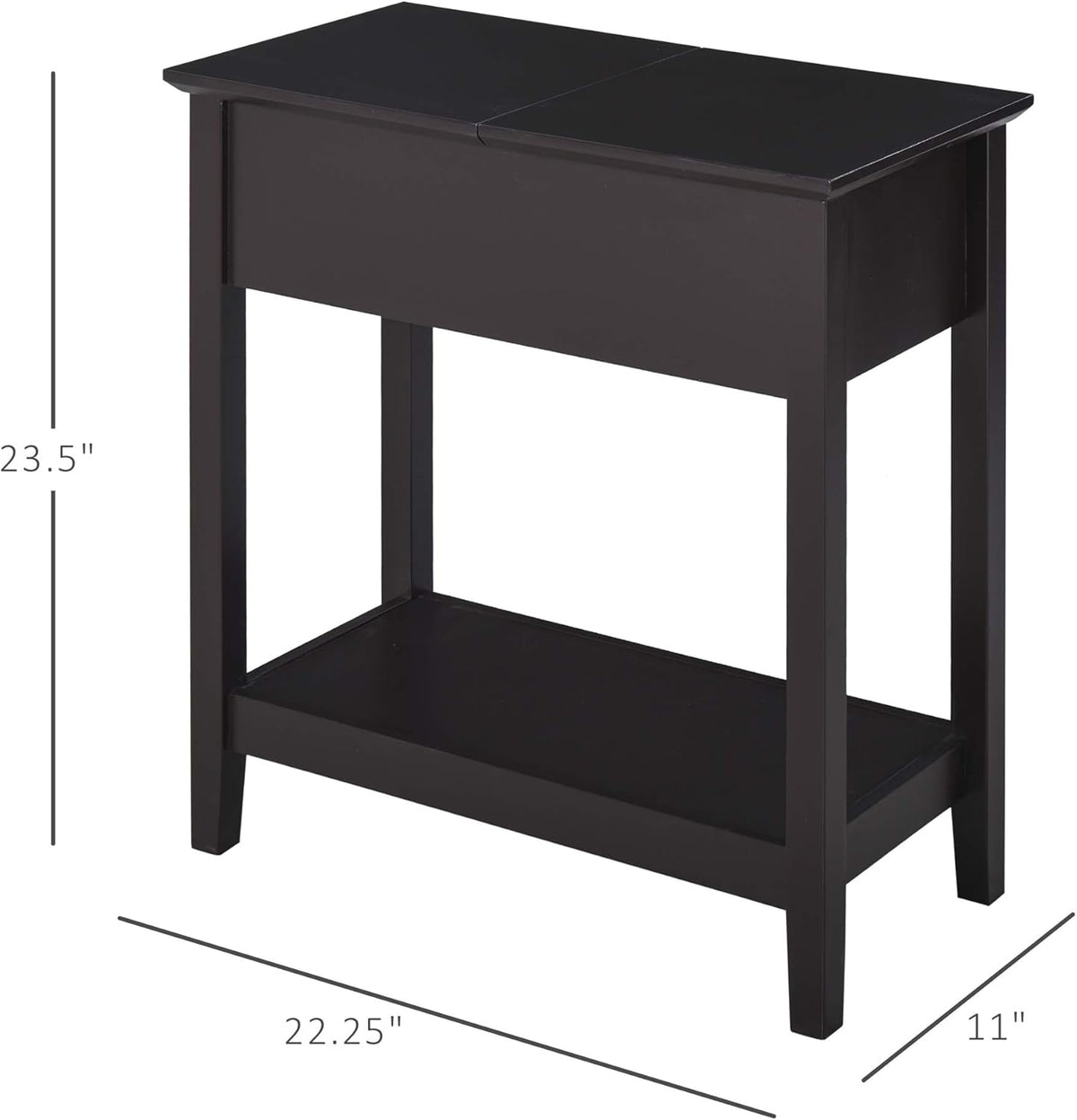 Flip Top Side Table with Storage Cabinet and Bottom Shelf A747
