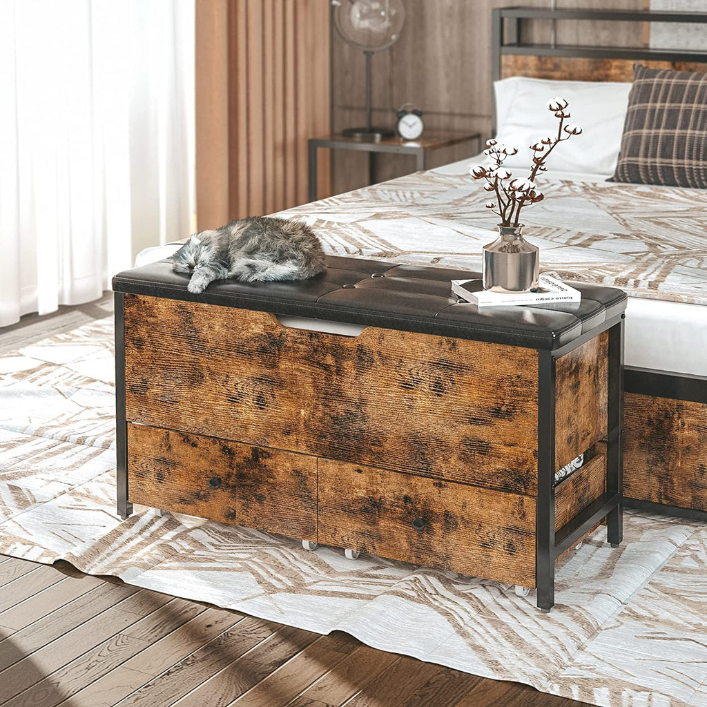 Vintage Brown and Black Ottoman Bench P517764