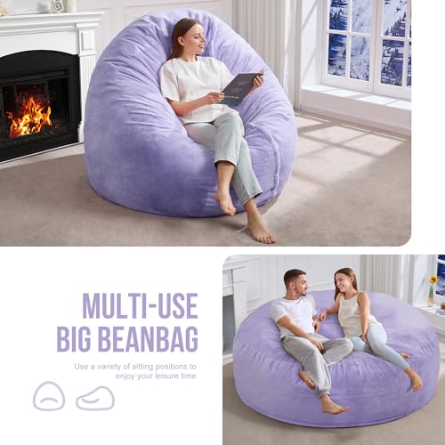 3ft Grey Faux Fur Bean Bag Chair L95021