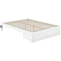 White Solid Wood Queen Bed with Foot Drawer Q42095