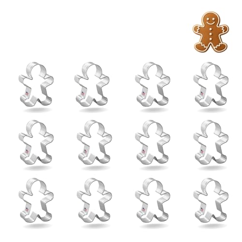 12 Pack Gingerbread Man Cookie Cutter Tin-Plated Steel E34713