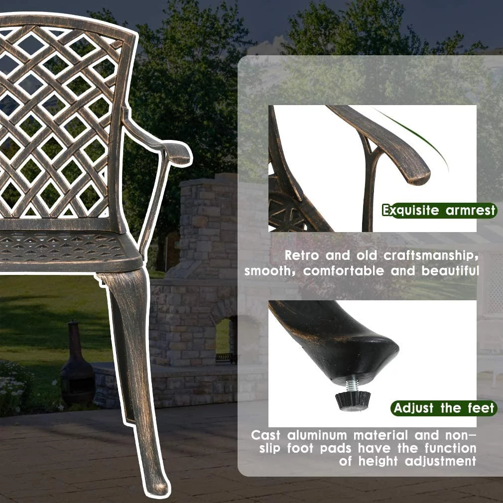 Outdoor Dining Table Set with 4 Wrought Iron Chairs U53404