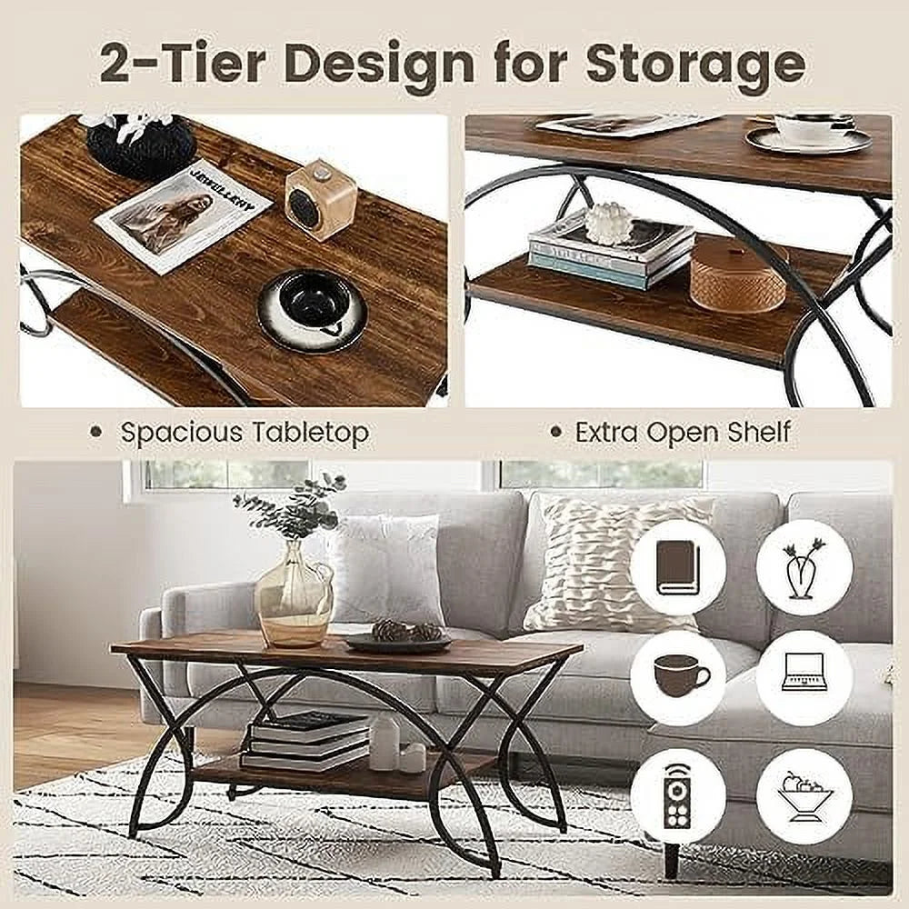 2-Tier Faux Marble Coffee Table Q56435