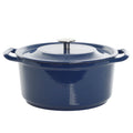 5 Quart Enameled Cast Iron Casserole with Lid and Glass Steamer in Blue L2316