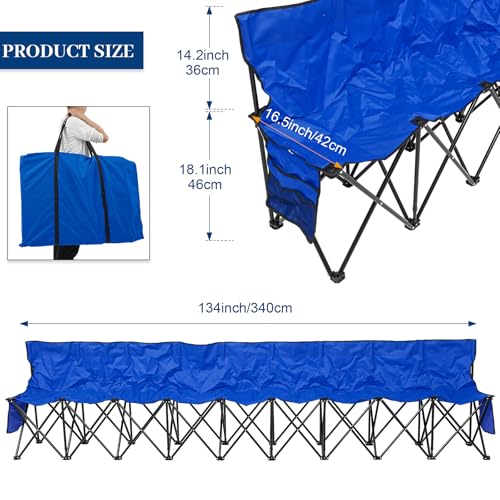 9 Seater Folding Soccer Bench Chair with Storage Bag E47967