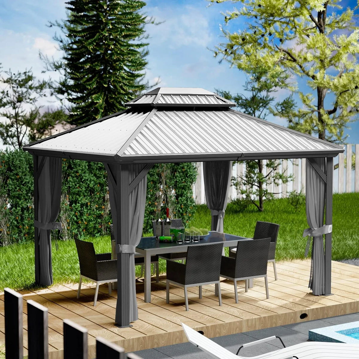 10ft x 12ft Grey Aluminum Gazebo I3011