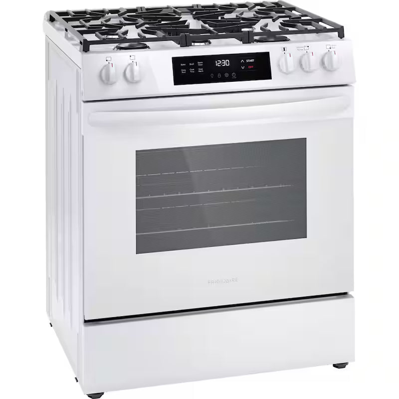 5 Burners Slide in Gas Range with Steam Clean in White F5635