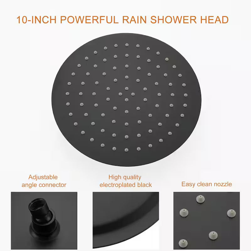 10 in. Wall Mount Dual Shower Heads with Rough-In Valve in Matte Black J837