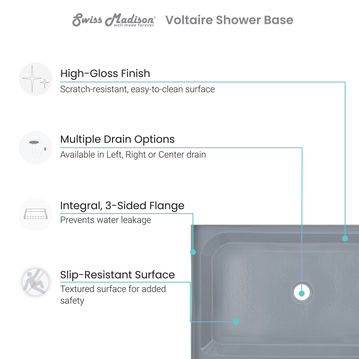 Gray Single Shower Base G717538