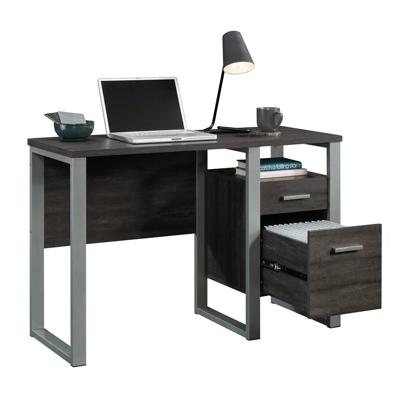 Contemporary Engineered Wood and Metal Desk in Blade Walnut U39492