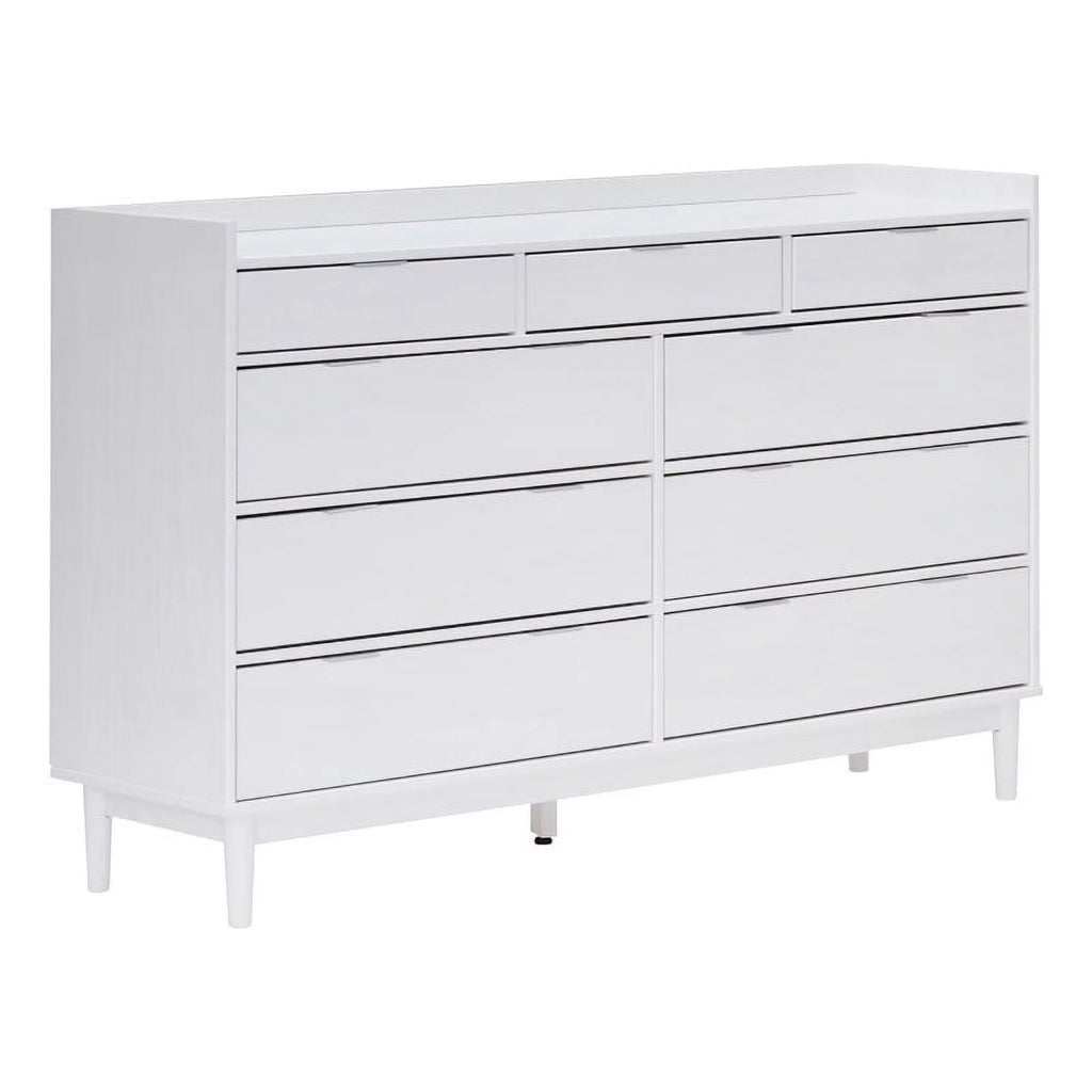 White 9 Drawer Solid Wood Dresser T8240