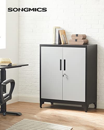 Grey Metal Storage Cabinet with Doors and Shelves U903226