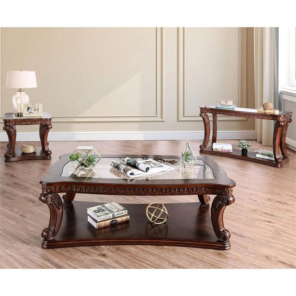 Dark Oak Wood Open Shelf End Table F52798