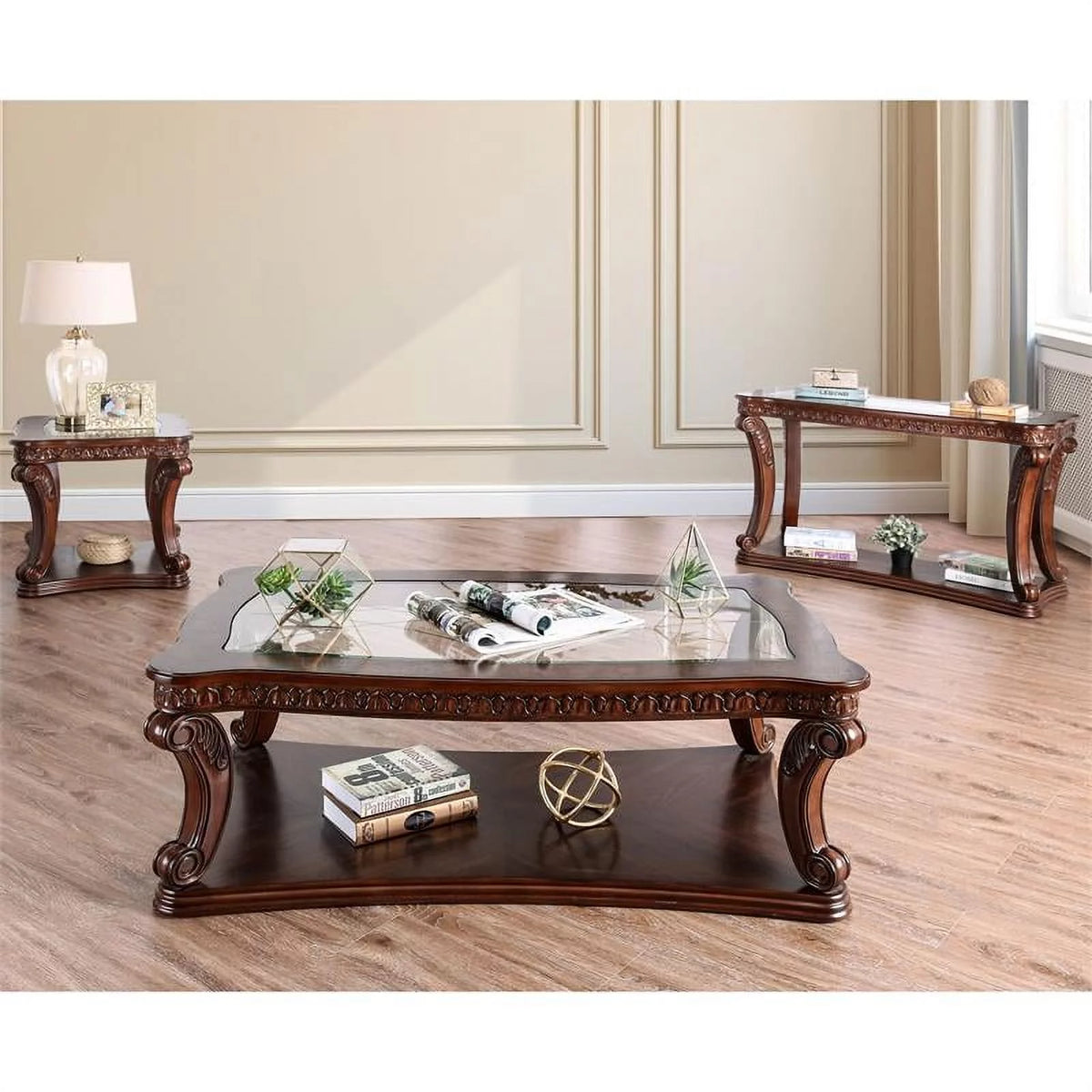 Dark Oak Wood Open Shelf End Table F52798