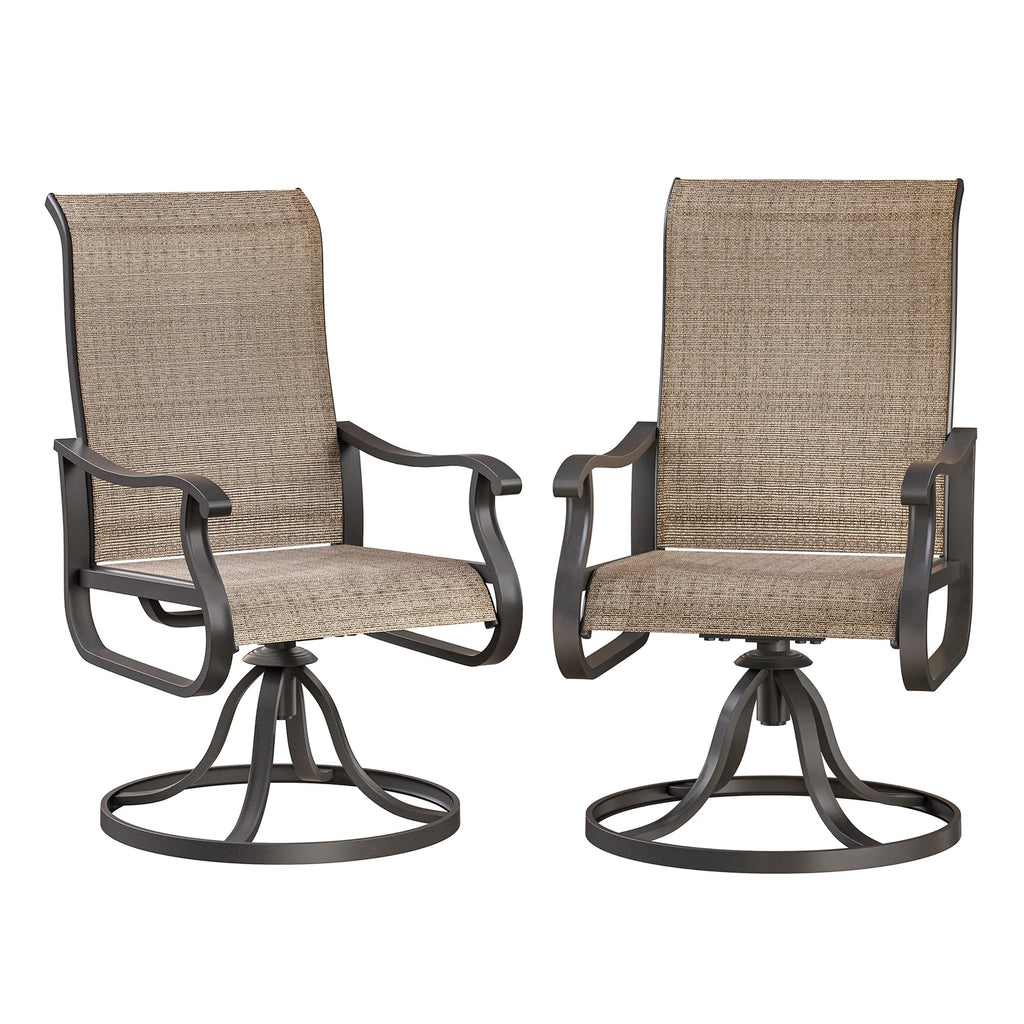 Khaki Swivel Outdoor Chairs Set of 2 G61632